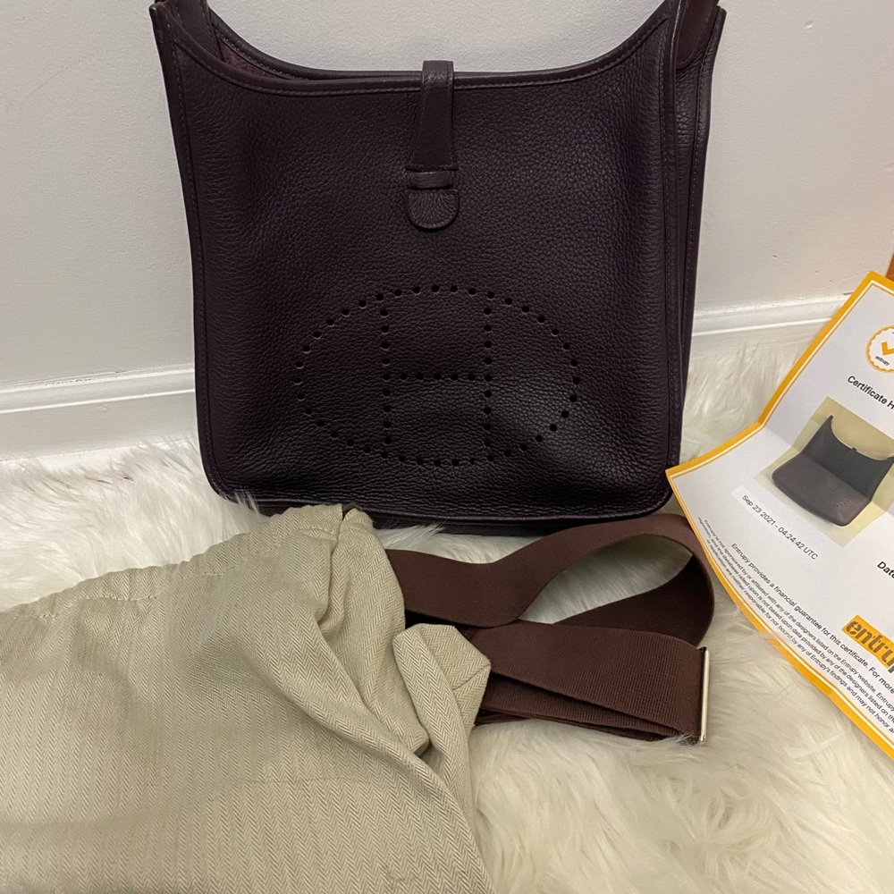 Hermes Purple Clemence Leather Limited Edition Evelyne III GM Bag